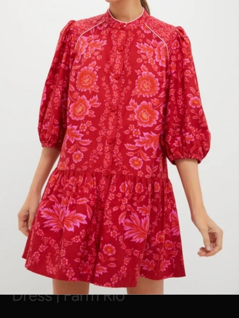 FARM RIO Red Olivia Mini Dress Cotton Floral Small